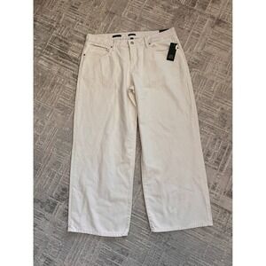 Wild Fable Low Rise Baggy Jeans Women's Size 16 White Rigid Denim Wide Leg Pants